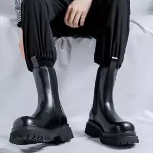 남성 클래식 모던 첼시 워커 구두 통굽 3cm 부츠 키높이로퍼