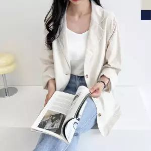 여자 시즌 블렌딩 마원단 박시핏 썸머 자켓