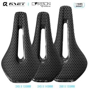RYET 3D 프린팅 풀 카본 자전거 안장 MTB 그래블 로드 사이클링용 경량 편안한 시트 부품 135145155mm
