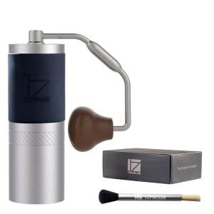 조립 스테인리스 원뿔형 버가 있는 1ZPRESSO J 수동 커피 그라인더 실버 - 프렌치 프레스 콜드 브루 위에 붓기 위한 수치적 내부 조정 설정.