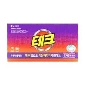 테크 뽑아쓰는 간편 시트 로맨틱 플라워 20매 테크 간편시트 세탁세제 로맨틱플라워 티슈형세제