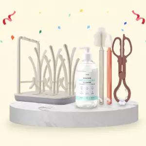 하이비 위생케어 패키지 젖병건조대＋젖병세정제＋소독집게＋롱미니솔＋롱와이드솔