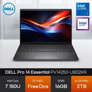 델 Pro 14 Essential PV14250-UB02KR (코어7 150U/16GB/2TB/FD) 사무용 인강용 경량 노트북 JH