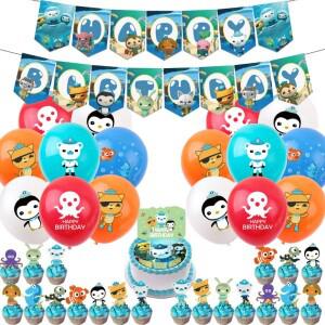 Octonauts 배너 케이크 토퍼 어린이 생일 파티 장식