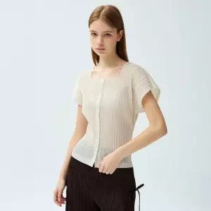 와이오와이 yoyoyoy여성[최초가 110000원] 스퀘어 넥 벨티드 플리츠 버튼 블라우스 2colors)_AK06WNPBL06