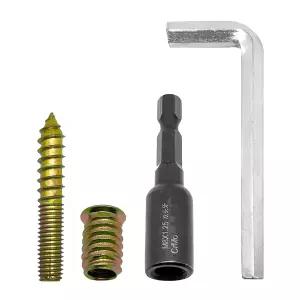12 세트 목재 가구 M8x50mm 더블 헤드 볼트 셀프 탭핑 나사 삽입 육각 소켓 너트 M8 행거 드라이버 조인트
