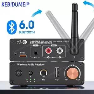 블루투스 6.0 오디오 리시버 3.5mm AUX RCA USB 무선 어댑터 IR 리모컨 포함 PC TV 차량용 스피커 앰프