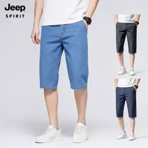 JEEP SPIRIT 남성 여름 7부 청반바지 일자핏 편한 캐주얼 데일리 팬츠