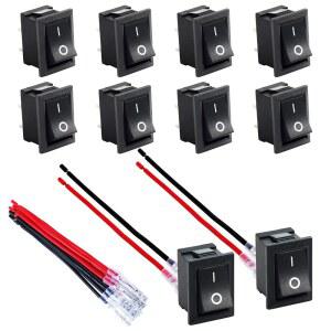 DaierTek Mini ON 및 OFF 로커 스위치 12V 20A T85 2핀 SPST 소형 ON/OFF 120V 10A 토글 KCD1 사전 배선된 블랙, 자동차용, 자동차 -10팩