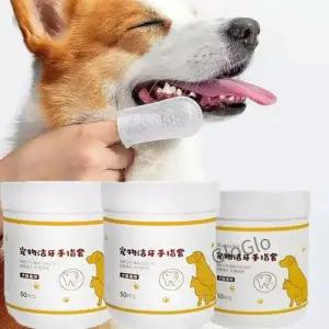 50개입 애완동물 일회용 세척 물티슈 강아지 손가락 고양이 귀 및 눈 미용 위생 용품
