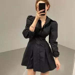 카라 포인트 원피스 귀엽고 퍼프소매 미니 드레스 LDN-20250184