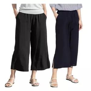 우일 여성 여름 아이스 인견 쿨 8부 와이드 통바지 팬츠