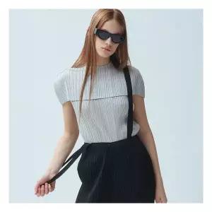 [와이오와이][택가110,000원]새틴 케이프 플리츠 블라우스_3colors