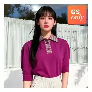 태그미 GS 클리어런스 코튼100 배색 카라 티블라우스 3종 택1