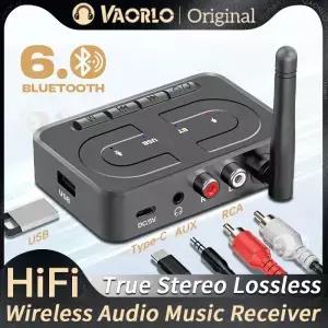 VAORLO USB 블루투스 6.0 오디오 수신기 어댑터 무선 스테레오 음악 3.5mm AUX R/L RCA 마이크 지원 차량용