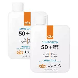 일루비아 SPF 50 미네랄 자외선 차단제 산화아연(2팩) 광범위 UVA/UVB 보호 방수 기름지지 않음 화이트