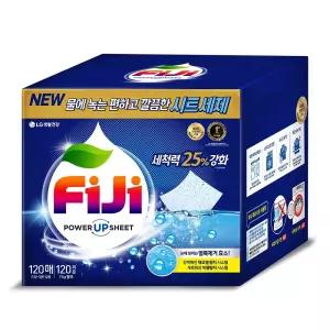 피지(FiJi) 파워업 시트 세제 120매 대용량 간편한 가루날림 없는 세탁
