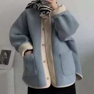 오너클랜 데일리 여성 양털 점퍼 후리스 여성 뽀글이 점퍼 빅사이즈 루즈핏 양털
