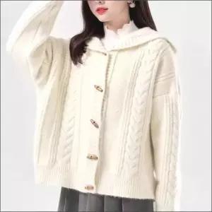 스웨터 모자 후드 꽈배기 떡볶이버튼 가디건 카디건 SWFLAKL6