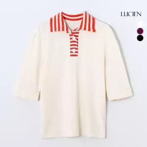 루시앙 코튼100 배색 카라 티블라우스 3종 택1