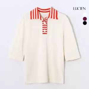 루시앙 코튼100 배색 카라 티블라우스 3종 택1