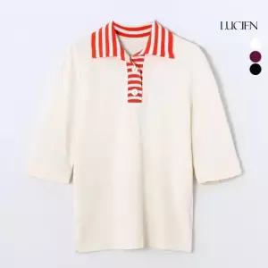 루시앙 코튼100 배색 카라 티블라우스 3종 택1