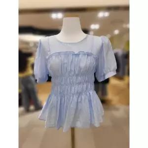 [반에이크](타임스퀘어점패션관)라운드넥스모킹블라우스 VB67BLMG01Z