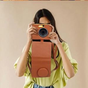 PU 가죽 인스턴트 카메라 케이스 임팩 방지 안티 스크래치 보호커버 Kodak Mini Shot 3 ERA 용 솔리드 컬러