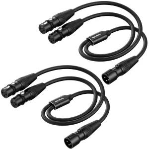 바로플론 XLR 스플리터 케이블 Y 2개 암 x 1개 수 1.6피트 2팩 마이크 믹스용 듀얼 금도금 커넥터 포함