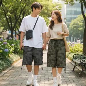 일레인 남녀 댕글링 카고 밀리터리 버뮤다