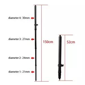 52~150cm 텔레스코픽 센터링 폴 휴대용 RTK GPS 측량봉 알루미늄 합금 경량 프리즘용