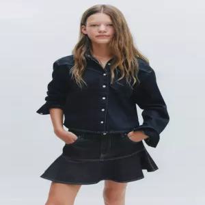 국내배송 ZARA 자라 주니어 키즈 스티치 데님 셔츠 블루 0595702407 2122007