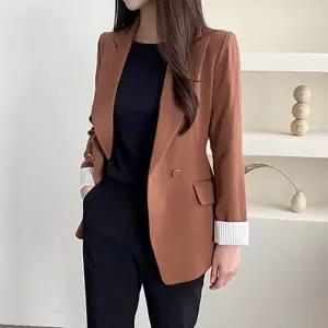 여자 빅 카라 버튼 영국 심플 가을 싱글 자켓 재킷_X