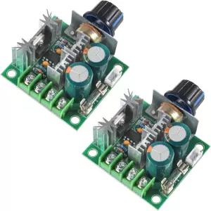 속도 제어 노브가 있는 AEDIKO 2pcs 12V-40V 10A PWM DC 모터 스위치 컨트롤러 전압 조절기 디머