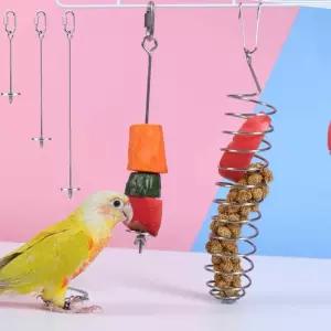 앵무새 스텐꽂이 먹이 훈련 새용품 과일 간식 집게