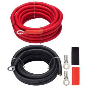 GEAR AWG 5 게이지 10피트 배터리 전원 인버터 케이블 설치 - 태양광 자동차 RV 및 해양용 2캔 빨강/검정 케이블 잔디깎이용 99.9% 탈산구리 세트 와이어