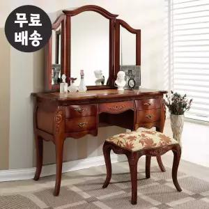 로딘 엔틱 화장대 세트 원목 3면 거울 콘솔 서랍 수납 서랍장 화장대 수납형 안방 가구