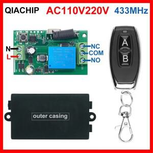 라이트 모터용 릴레이 모듈 리시버 송신기 리모컨, 건식 접촉 스위치, 10A, 1CH, AC110V, 220V, 433MHz