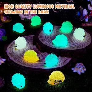 야광 미니 송진 고슴도치 피규어 어둠 속에서 빛남 작은 인형의 집 마이크로 조경 DIY 홈 데코 50 개