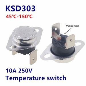 KSD303 45C-150C 학위 10A 250V 수동 재설정 온도 조절기 정상 폐쇄 스위치 75C