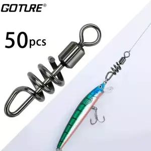 Goture 50pcs 낚시 회전 스냅 바닷물 민물 유인을위한 고강도 스테인레스 스틸 코르크 나사