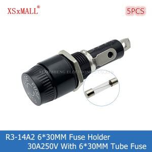 5PCS R3-14C 6*30MM 퓨즈 홀더 10A/30A 250V 패널 장착 고온 저항 튜브 포함)