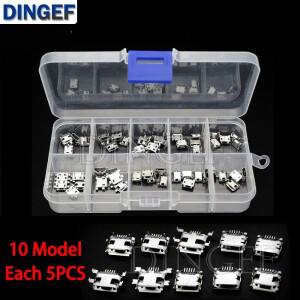 10 가지 유형 각 5PCS 마이크로 USB 여성 4/5PIN DIP SMT 커넥터 Diy 수리 MP3/4/5 용 잭 테일 Sockect 플