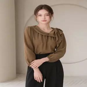 [올리비에스클로젯]숄카라 리본 블라우스_O2608BL124C