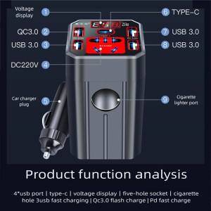 자동차 인버터 DC12V/24V에서 변환 LED 디스플레이 화면  충전 어댑터 야외 트럭 시가 라이터 소켓