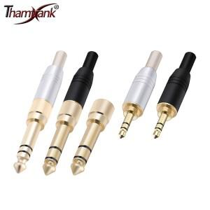 4피스 3.5mm 잭 3 극 스테레오 남성 플러그 스프링 알루미늄 튜브 나사 식 커넥터가있는 납땜 와이어 커넥