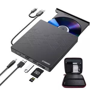 외장 CD DVD 드라이브 2 USB 포트 2 TF/SD 카드 슬롯 휴대용 케이스