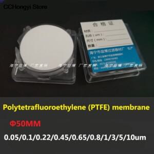 50pcs PTFE 미세 다공성 필터 멤브레인 50mm 유기 폴리 테트라 플루오로 에틸렌 친수성 5cm 0.1/0.22/0.45-