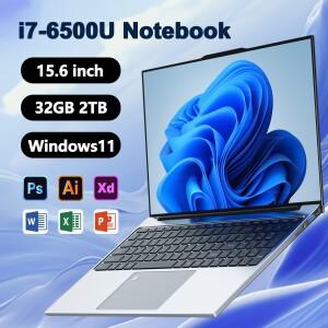 15.6인치 휴대용 노트북 인텔 코어 i7-6500U 32GB 램 2TB SSD 게이밍 1080P 디스플레이 사무용/학습용 윈도