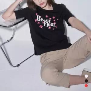올리비아로렌 / 레터링포인트 티셔츠 VOBAS5M3341 / 애플아울렛 ( 블랙 레드 화이트 )